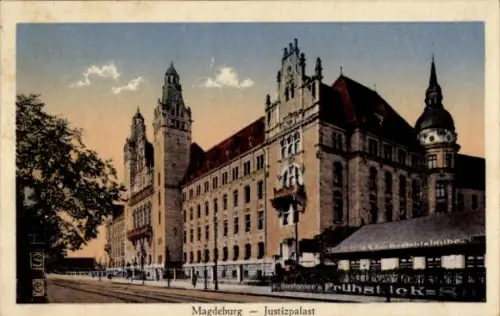 Ak Magdeburg an der Elbe, Justizpalast, Frühstück