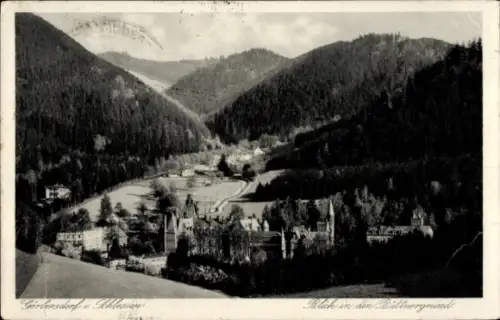 Ak Sokołowsko Görbersdorf Schlesien, Panorama vom Ort, Büttnergrund, Dr. Brehmers Heilanst., Kurhaus