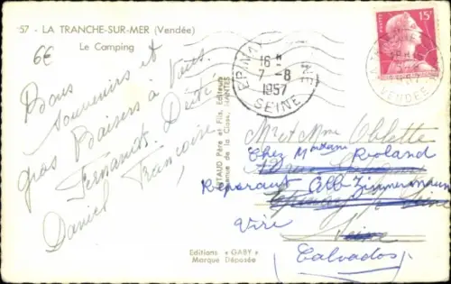 Ak La Tranche sur Mer Vendée, Camping
