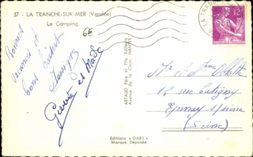 Ak La Tranche sur Mer Vendée, Camping