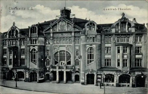 Ak Chemnitz in Sachsen, Central-Theater, kunstvolle Architektur,  Ansicht, chemnitzer Sehenswürdi