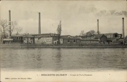 CPA Suresnes Hauts-de-Seine, Usines Biscuits Olibet