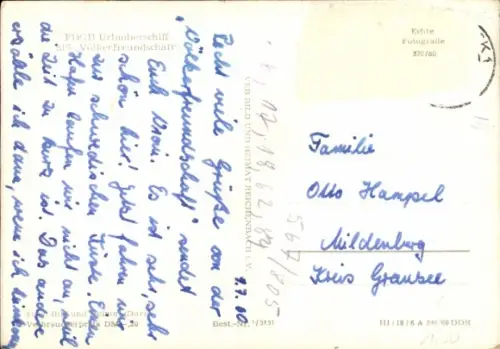 Ak FDGB Urlauberschiff, MS Völkerfreundschaft
