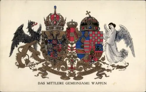 Wappen Ak Das mittlere gemeinsame Wappen, Österreich Ungarn