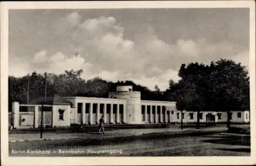 Ak Berlin Lichtenberg Karlshorst, Rennbahn, Haupteingang