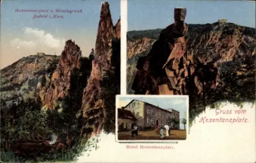 Ak Thale im Harz, Hexentanzplatz, Hirschgrund, Hotel