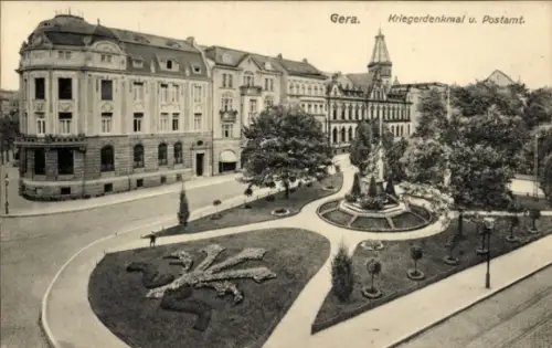 Ak Gera in Thüringen, Kriegerdenkmal, Post