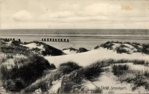 Ak Fanø Fanö Dänemark, Strandlandschaft, Strandszene, Dünen, Meer, Wolken