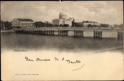Ak Pernambuco Brasilien, Brücke, Gebäude, Wasser, Dom Amaro de 3. Bento