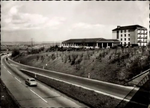 Ak Kassel in Hessen, Autobahn, Raststätte  Straße, Auto, Gebäude