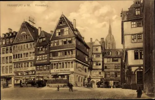 Ak Frankfurt am Main, Römerberg, Carl Heyland,  Gebäude