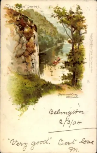 Litho Ullswater Lake District Cumbria England, Stybarrow Crag