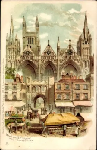 Litho Peterborough Cambridgeshire England, Cathedral