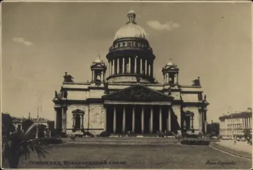 Ak Leningrad Sankt Petersburg Russland, Isaakskathedrale, Schrift in kyrillischer Schrift, Foto v