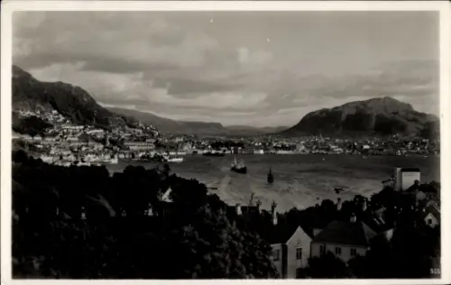 Ak Bergen Norwegen, Gesamtansicht