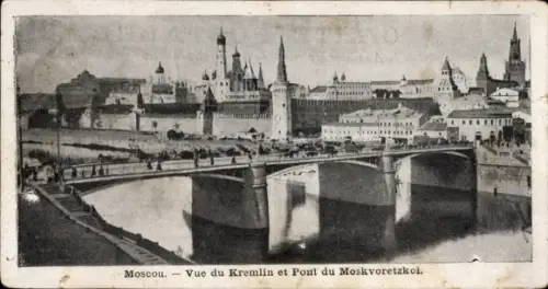 Ak Moskau Russland, Kreml, Moskvoretzkoi-Brücke,  Ansicht, Schwarz-Weiß-Foto
