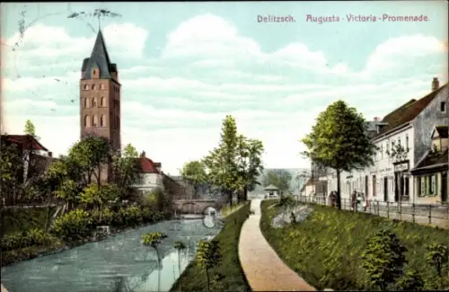 Ak Delitzsch in Sachsen, Augusta Victoria Promenade, Turm