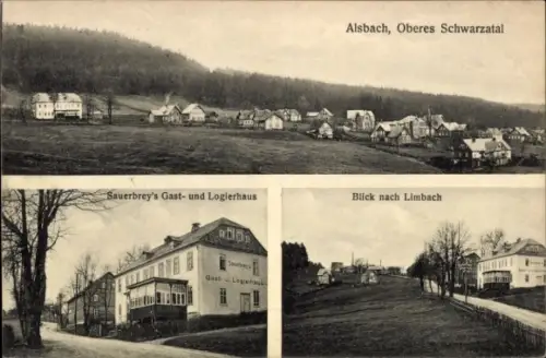 Ak Alsbach Oberes Schwarzatal Neuhaus am Rennweg Thüringen, Gasthaus Sauerbrey, Blick nach Limbach
