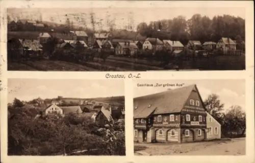 Ak Crostau Schirgiswalde Kirschau in der Oberlausitz, Gesamtansicht, Gasthaus Zur grünen Aue