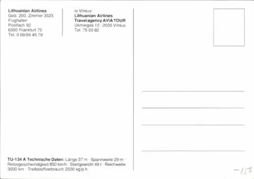 Ak Passagierflugzeug Lithuanian Airlines, Tupolew TU-134, LY-ABD