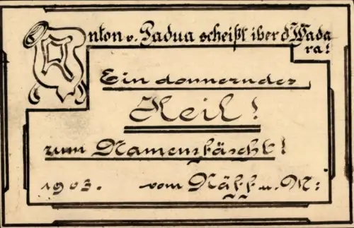 Handgemalt Ganzsachen Ak Bludenz Vorarlberg, Anton von Padua, donnerndes Heil zum Namensfäscht