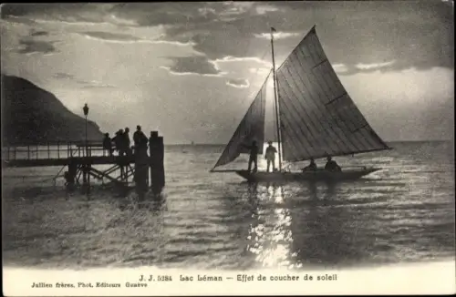 Ak Kanton Waadt Schweiz, Barque du Lac Leman, Abendstimmung
