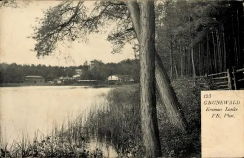 Ak Berlin Zehlendorf, Grunewald, Krumme Lanke, See