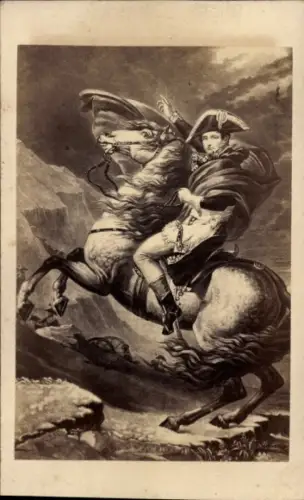 CdV Napoleon Bonaparte geht über den St. Bernard, Gemälde von David