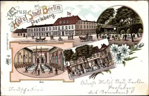 Litho Perleberg in der Prignitz, Hotel Stadt Berlin, Innenansicht
