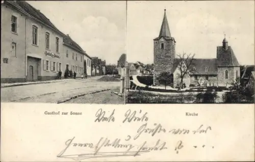 Ak Welbsleben Arnstein im Südharz, Gasthof zur Sonne, Kirche