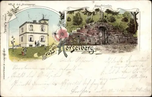 Litho Hörselberg in Thüringen, Großer Hörselberg, Gaststätte, Inh. E. Meier, Jesusbrünnlein