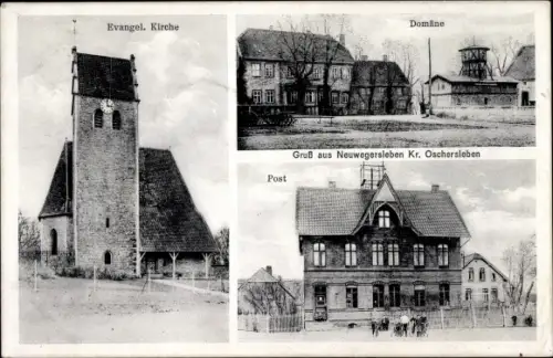 Ak Neuwegersleben Sachsen Anhalt, Kirche, Domäne, Post