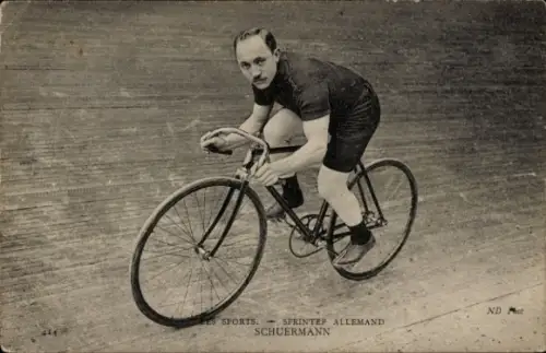 Ak Radrennsport, Radrennfahrer Schuermann, deutscher Sprinter