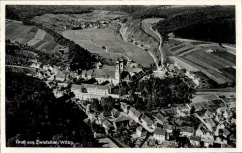 Ak Zwiefalten in Württemberg, Fliegeraufnahme