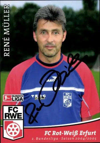Autogrammkarte Cheftrainer René Müller, FC Rot-Weiß Erfurt, Autogramm