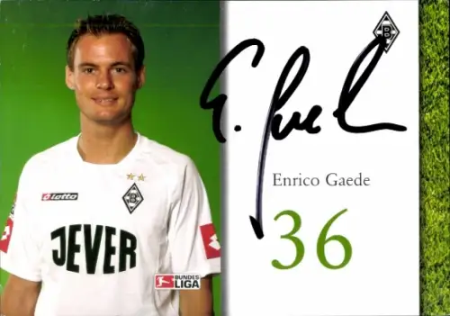 Autogrammkarte Fußballer Enrico Gaede, Borussia Mönchengladbach, Autogramm