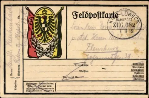 Ak Wappen, Schwarzer Adler, Kaiserreich, Fahne