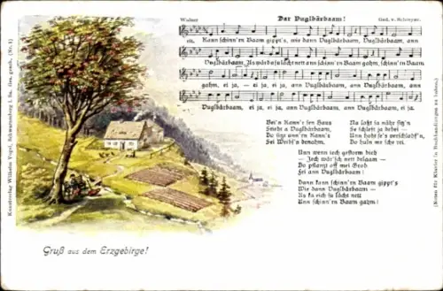 Lied Ak Vogel, Wilhelm, Dar Vuglbärbaam, Landschaftsidylle, Erzgebirge
