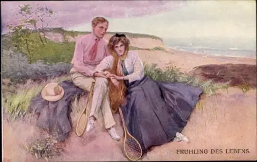 Künstler Ak Frühling des Lebens, Tennisspieler