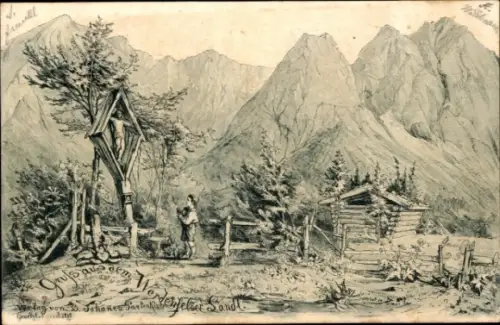 Künstler Ak Garmisch Partenkirchen in Oberbayern, Werdenfelser Land