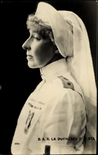 Ak Prinzessin Anne von Orléans, Duchessa d'Aosta, Portrait, Profilansicht