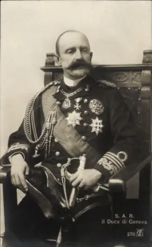 Ak Herzog von Genua, Portrait in Uniform, Säbel