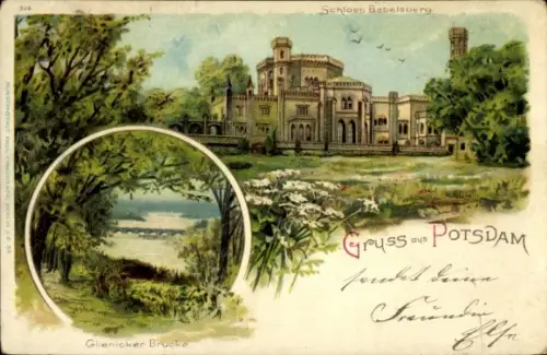 Litho Babelsberg Potsdam, Schloss Babelsberg, Glienicker Brücke