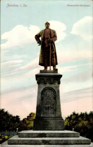 Ak Zwickau in Sachsen, Blick auf das Bismarck Denkmal