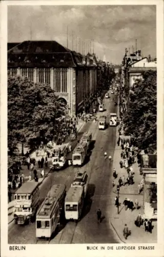 Ak Berlin Mitte, Leipziger Straße, Straßenbahnen, Busse