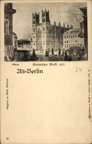 Ak Berlin Mitte, Werderscher Markt 1832