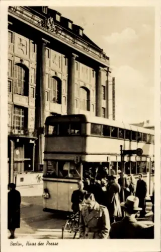 Ak Berlin Mitte, Alexanderplatz, Doppeldeckerbus, Menschenmenge, Haus der Presse