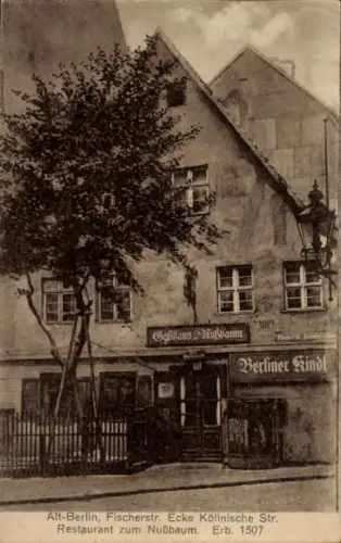 Ak Berlin Mitte, Alexanderplatz, Restaurant zum Nußbaum, Ecke Köllnische Str., Alt- Fischerstraße