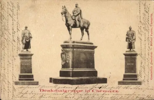 Ak Chemnitz Sachsen, Motiv der Denkmalgruppe