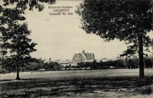 Ak Chemnitz in Sachsen, Küchwaldschänke, Sportplatz
